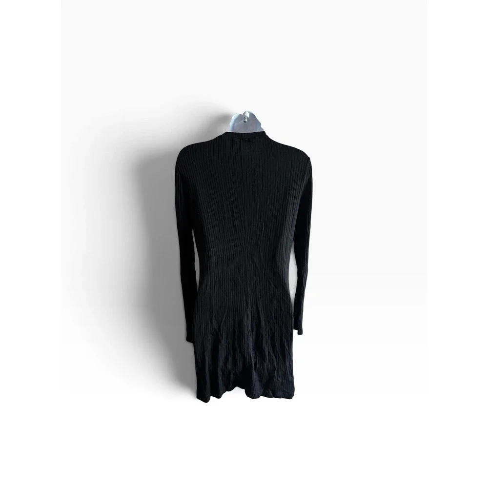 Reformation Jeans Mini Dress M Black Ribbed Long Sleeve Crew Neck